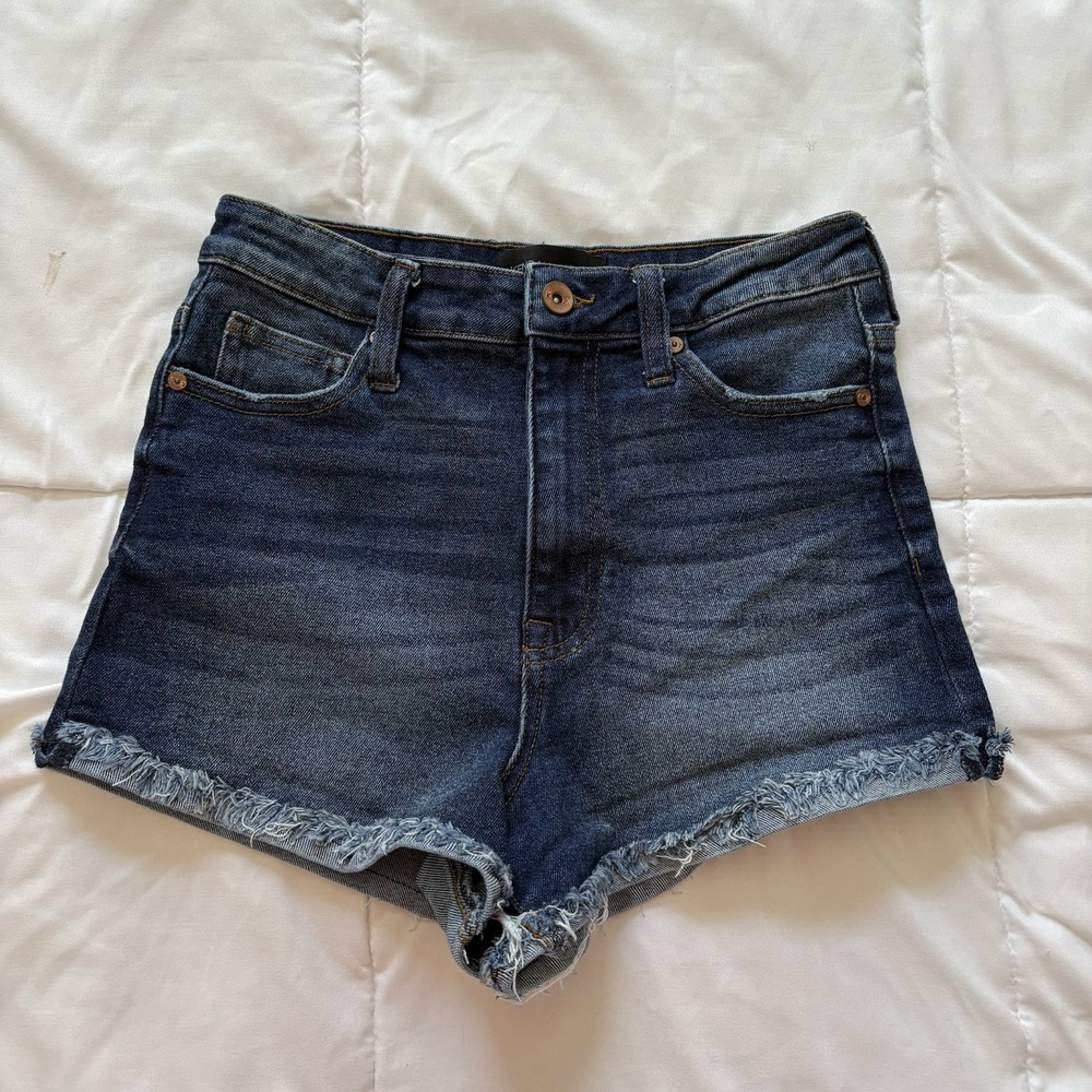 KENDALL + KYLIE The Drifter High Rise Blue Jean Shorts Womens 5/27 Beach Summer